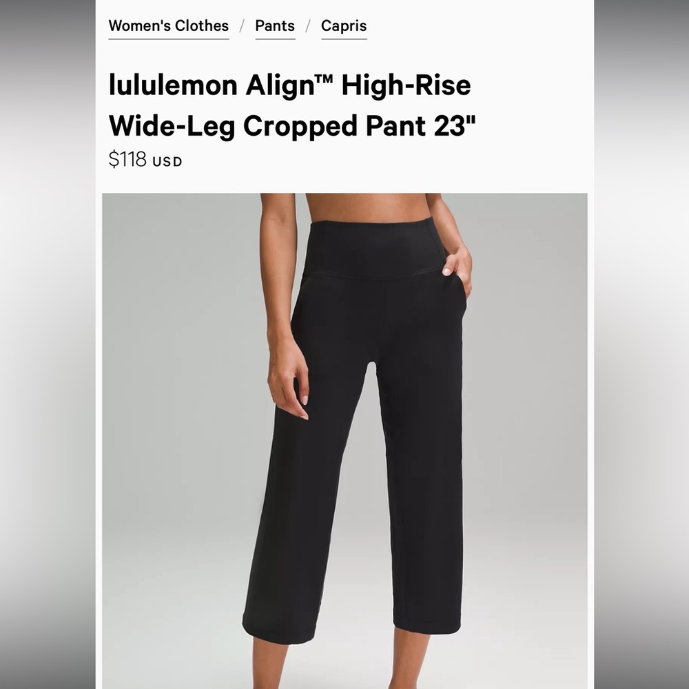 Lululemon Align High-Rise Wide-Leg Cropped Pant 23”